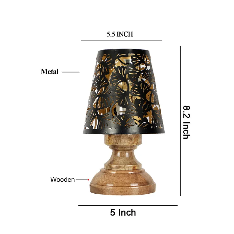 Harolda Flora Etched Metal Table Lamp - Black,Brown media 5
