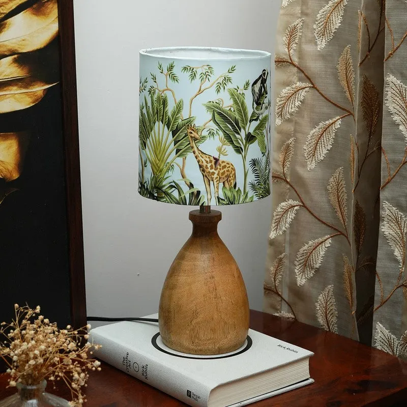 Enchanted Jungle Wooden Base Cotton Table Lamp - Multicolor media 3