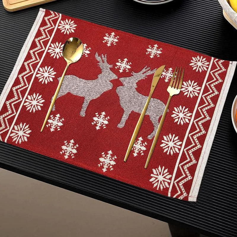 Crimson Stag Jacquard Woven Placemat - Set Of Eight media 6