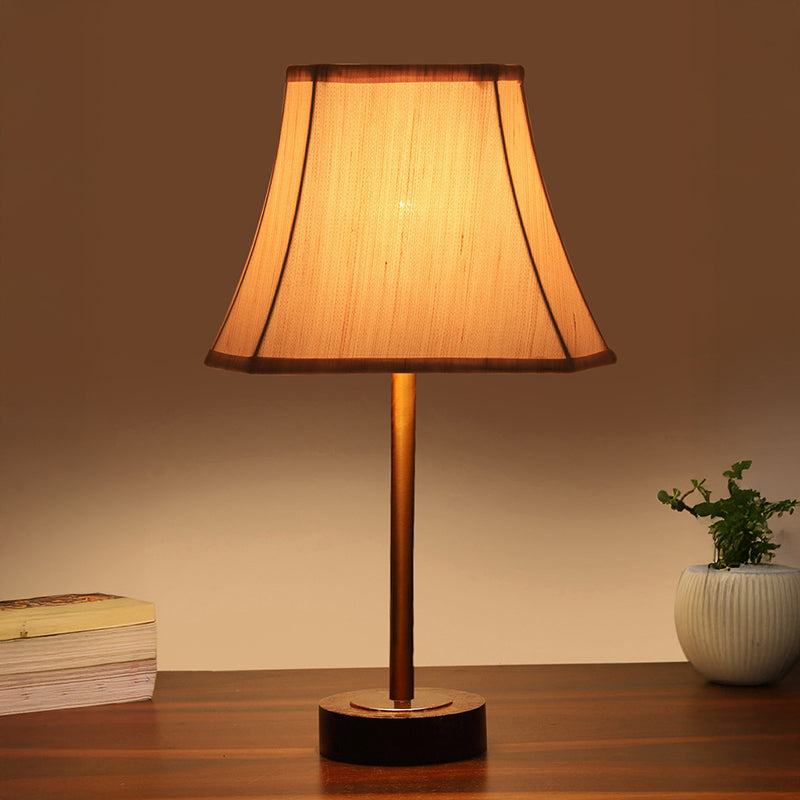 Ceylon Rodin Wooden Table Lamp - OffWhite,Copper,Brown