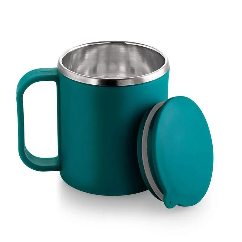 Festa Stainless Steel Coffee Mug (180 mL Each/Teal) - Set of Two media 4