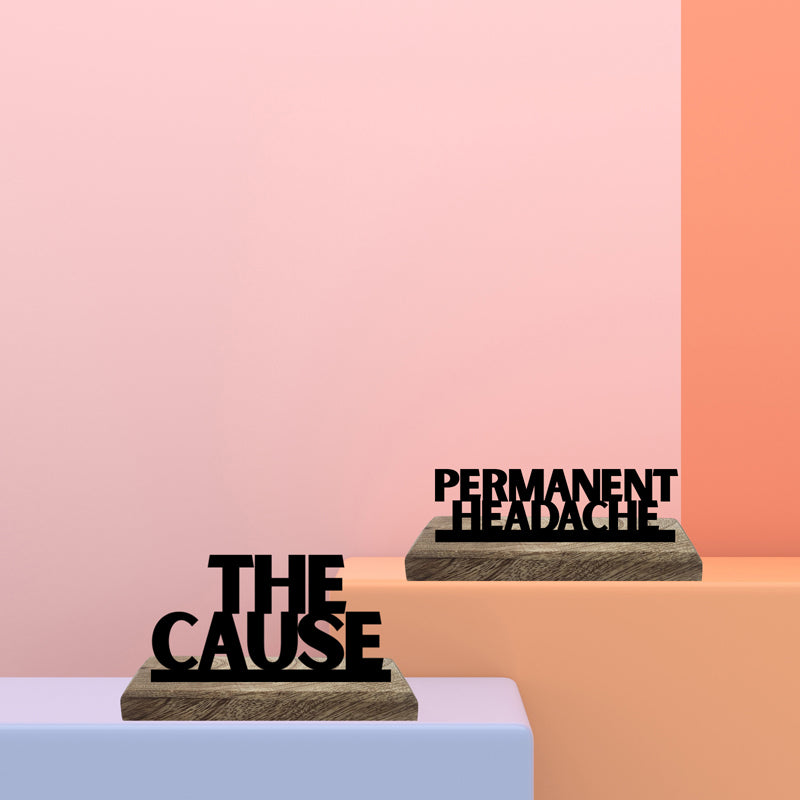 Permanent Headache Typography Showpiece - Set Of Two