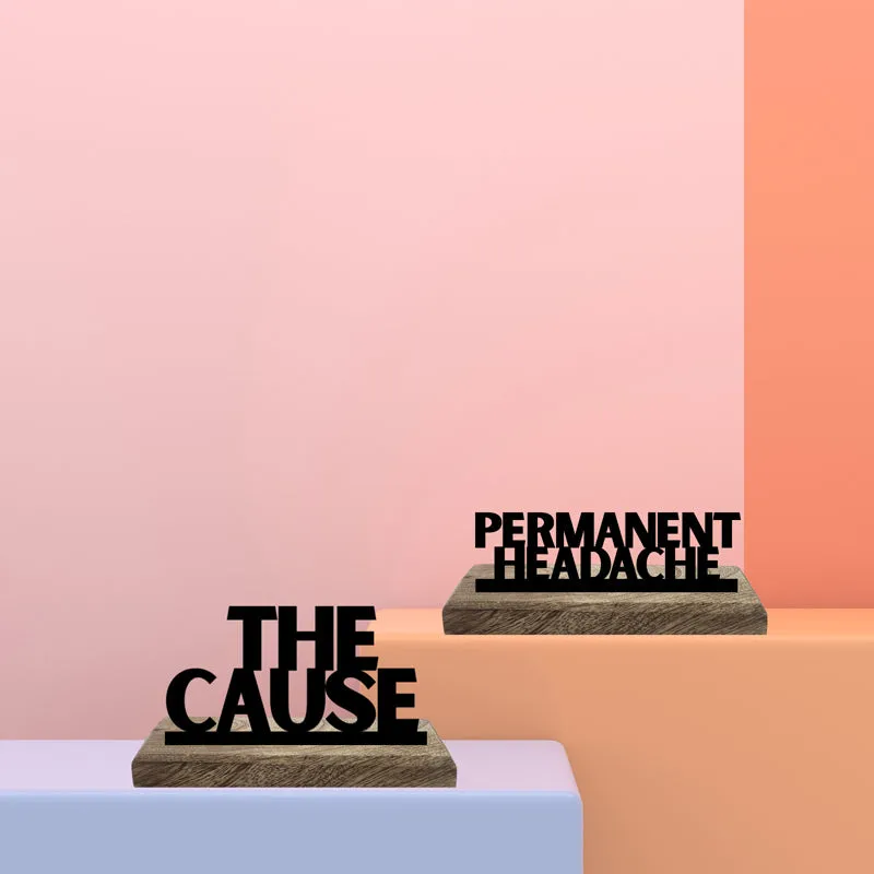 Permanent Headache Typography Showpiece - Set Of Two media 1