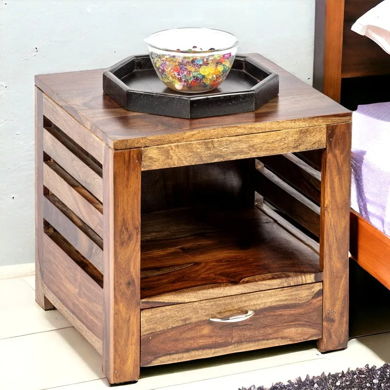 Sverix Sheesham Wooden Side & Bedside Table - Brown media 3