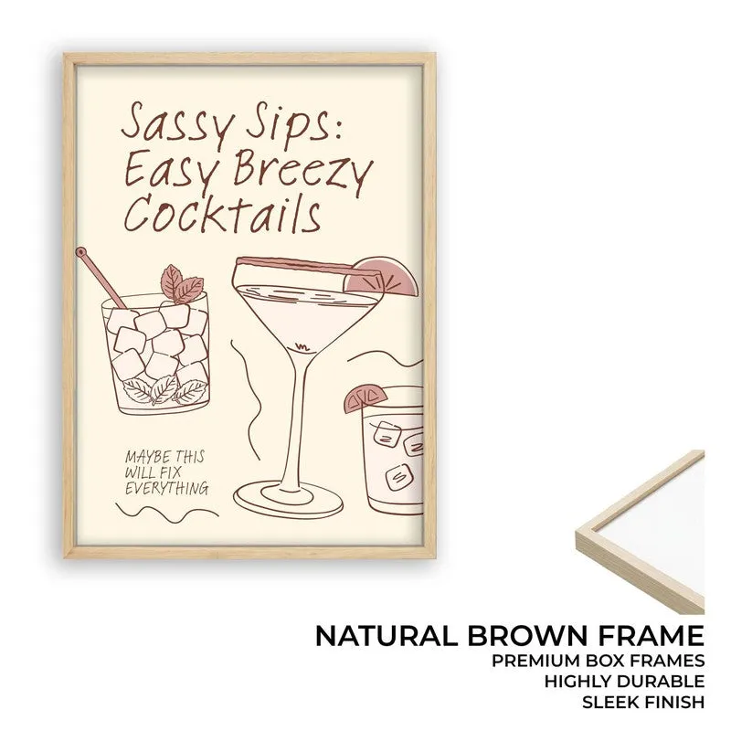 Sassy Sips Archival Canvas Wall Art - Brown media 9