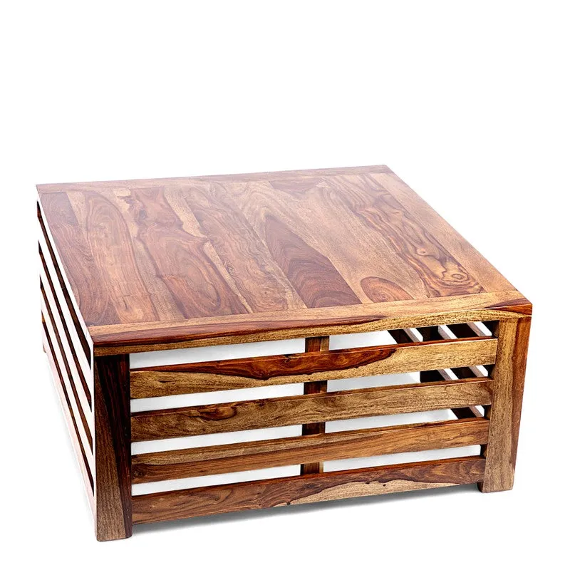 Qervon Sheesham Wooden Center Table - Brown,Beige media 4