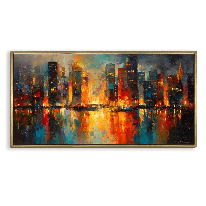 Reflected City Canvas Wall Painting With Frame media 3