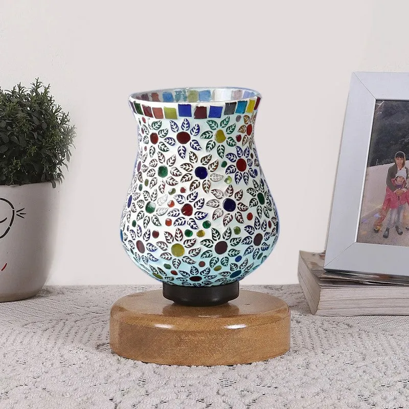 Solene Mosaic Glass Table Lamp With Wooden Base - Multicolor media 4