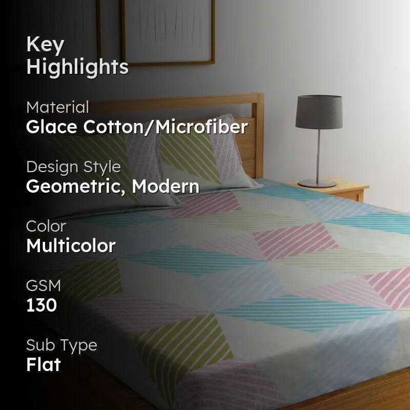 Adela Geometric Microfiber Bedsheet - 130 GSM media 2