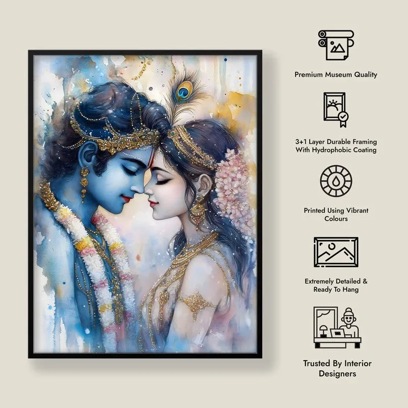 Radhe Gopala Spiritual Archival Paper Wall Painting With Frame - Black media 8