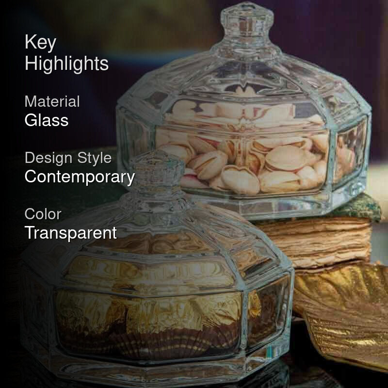Retro Storage Glass Bowl with Lid (280 mL Each)- Set of Two media 2
