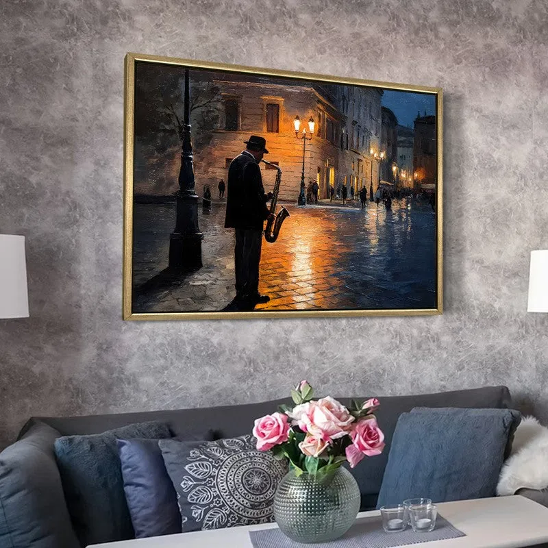 Twilight Street Jazz Canvas Wall Painting With Frame media 6