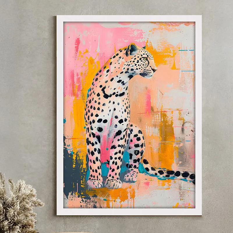 Leopard Dreamscape Canvas Leopard Wall Art With Frame - White media 3
