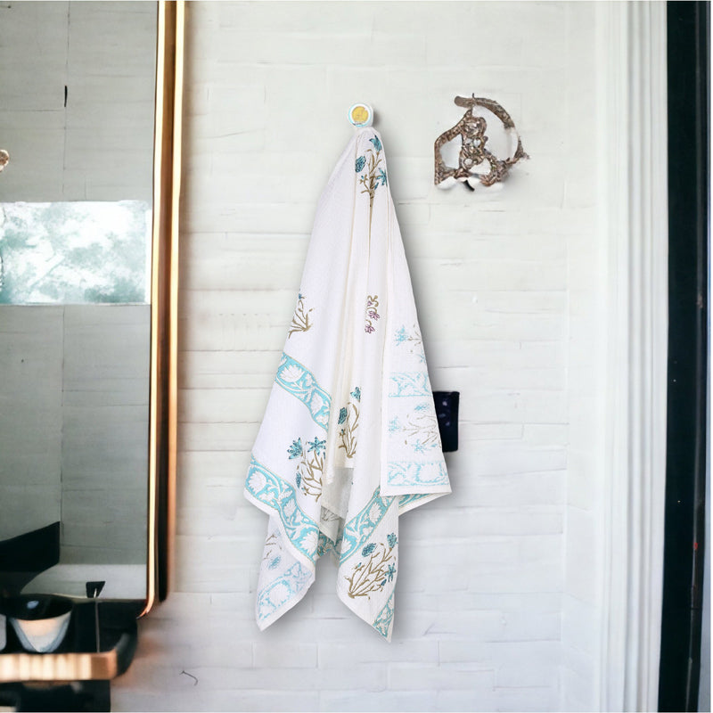 Arviya Floral Waffle Bath Towel