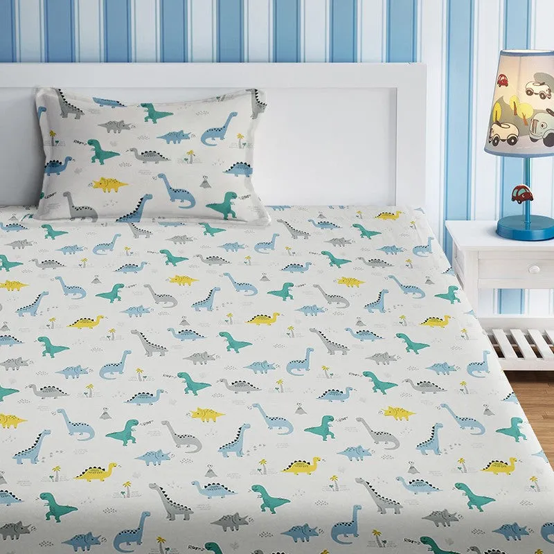 Creamy Meadow Cotton Bedsheet - 210 TC media 5