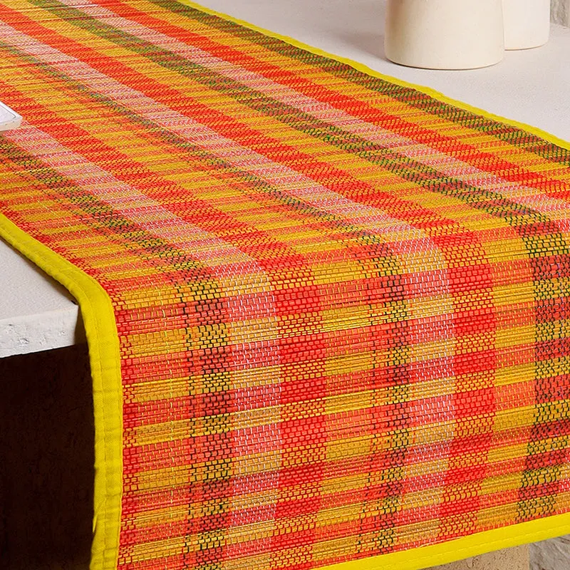 Chequered Zen Bamboo Table Runner - Yellow media 4