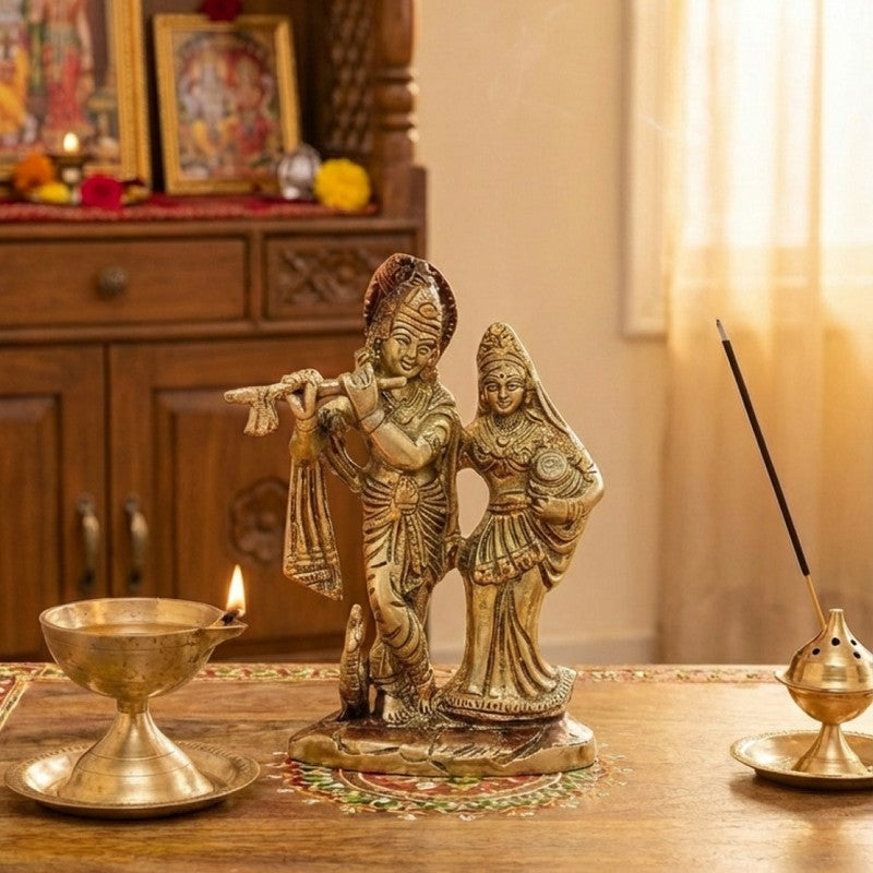 Sri Radha Krishna Divine Brass Idol media 5