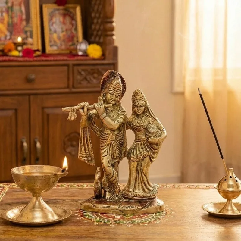 Sri Radha Krishna Divine Brass Idol media 5