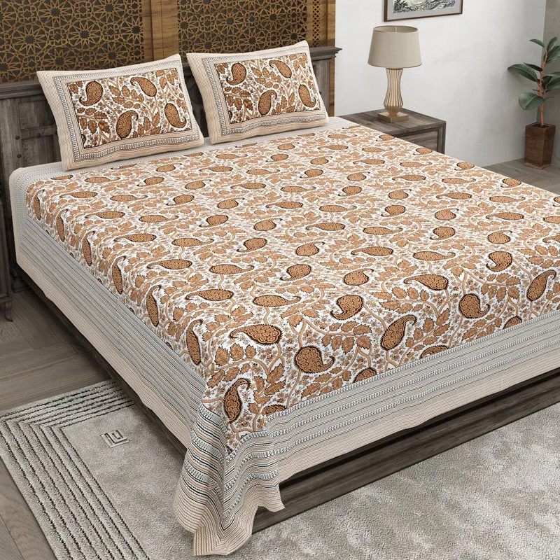 Shapea Cotton Bedsheet (Brown) - 240 TC media 1