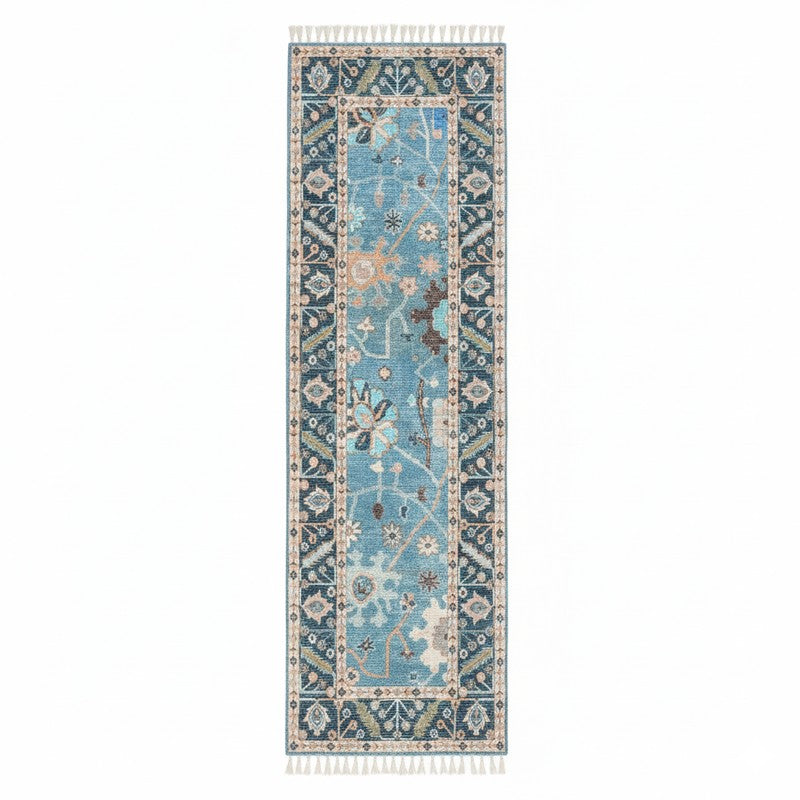 Aqua Garden Cotton Runner Rug