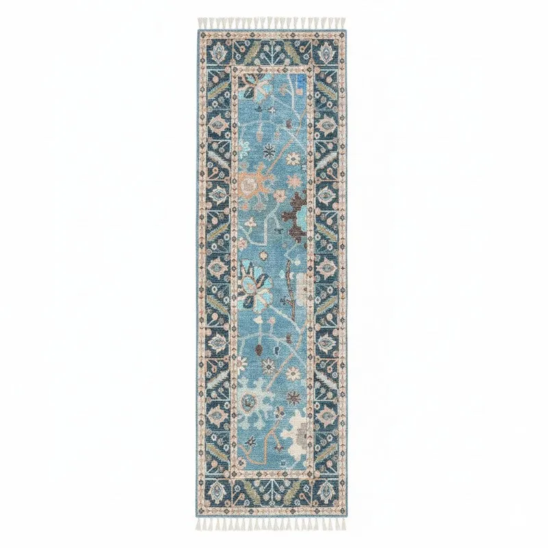 Aqua Garden Cotton Runner Rug media 1
