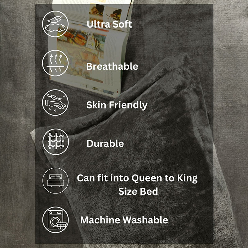 Casselle  Velvet Bedsheet (Light Grey) - 300 GSM media 9