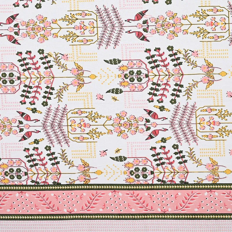 Serenza Floral Cotton Bedsheet (Pink & White) - 240 TC media 7