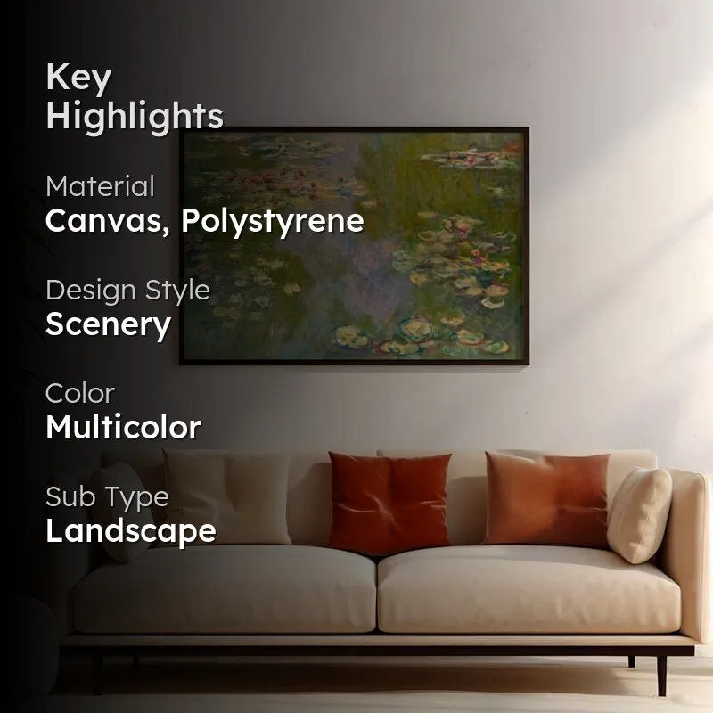 Water Lilies painting by Claude Monet-black frame media 2