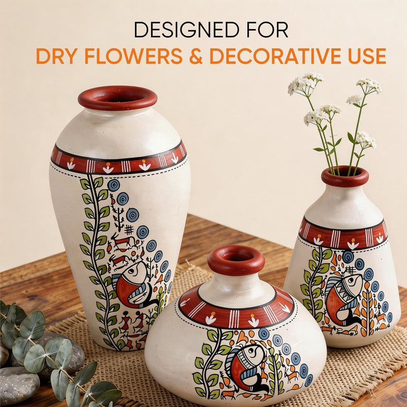 Ourania Tribal Terracotta Vase - Set Of Three media 3