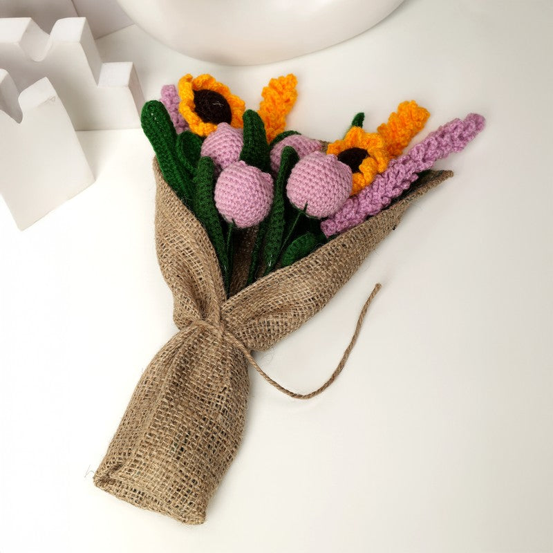 Crochet Handmade Tulip Bouquet (Yellow & Pink) - Set Of Ten media 4