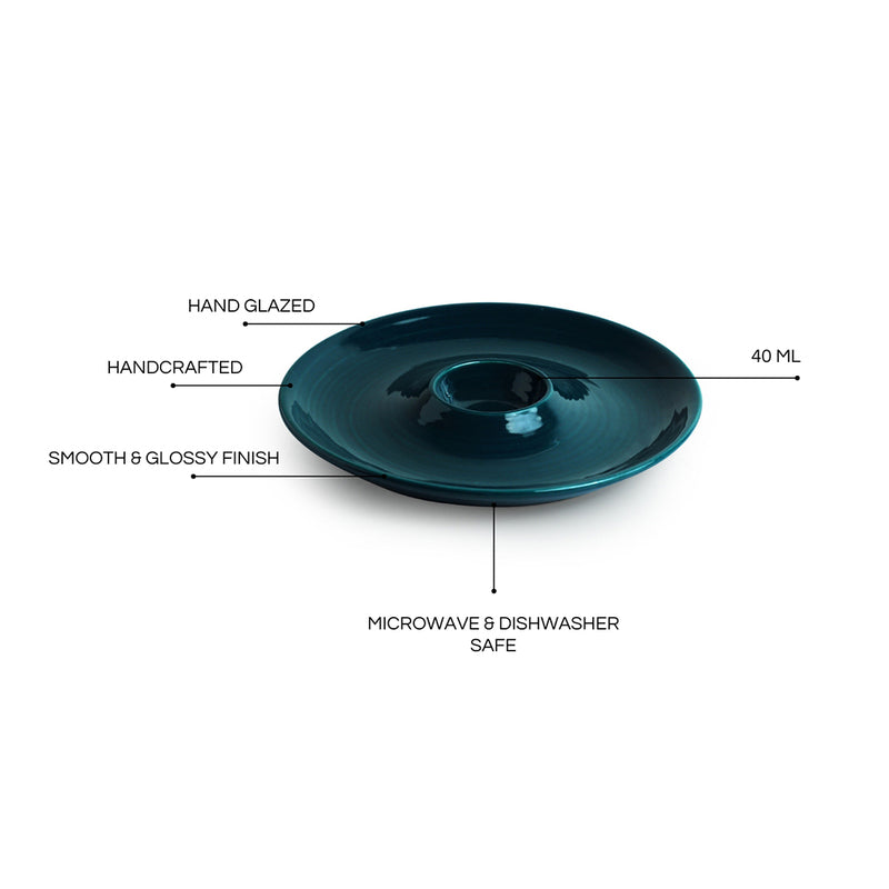 Teal Twinkle Ceramic Chip & Dip Platter media 5