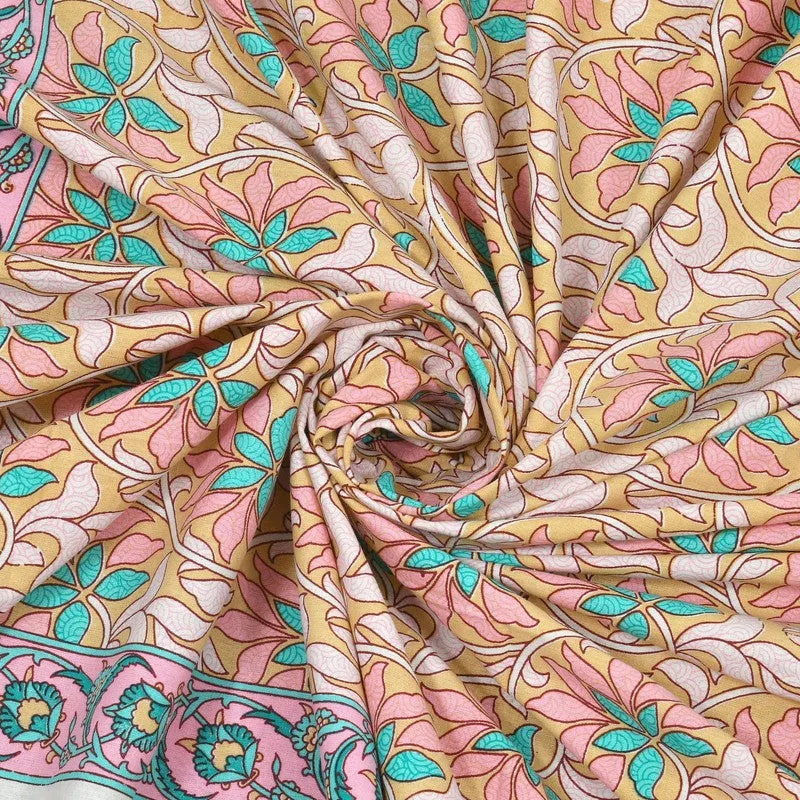 Auraus Cotton Bedsheet (Peach,Green) - 240 TC media 5