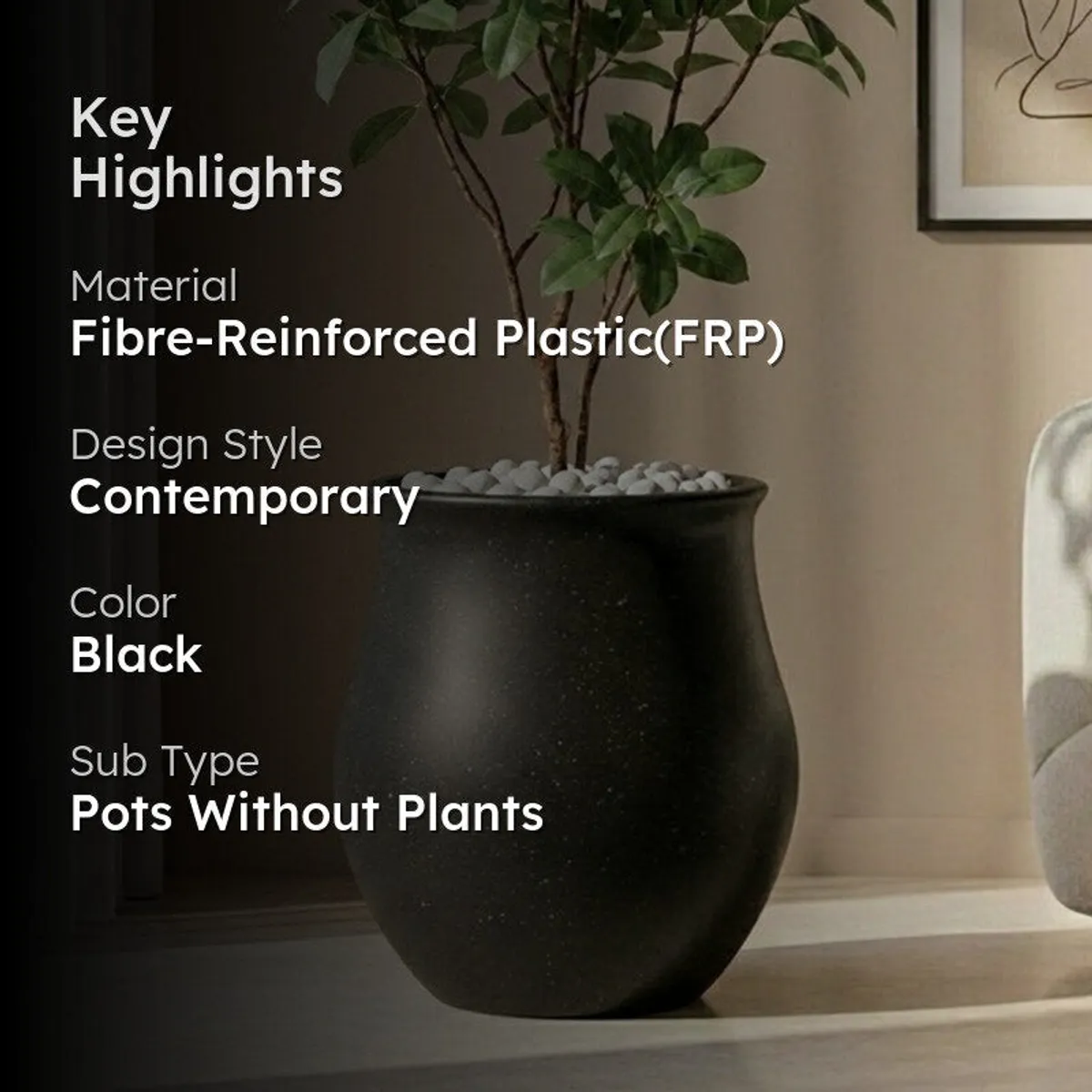 Porcela Floor Planter - Black - 2