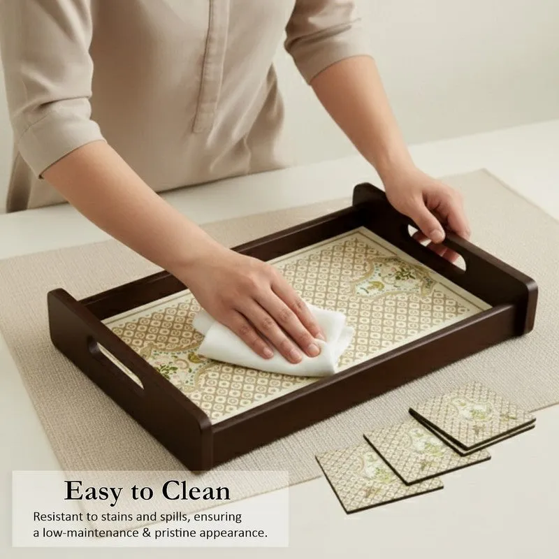 WoodWhim Serving Tray with 4 Coasters - Five Piece Set media 4