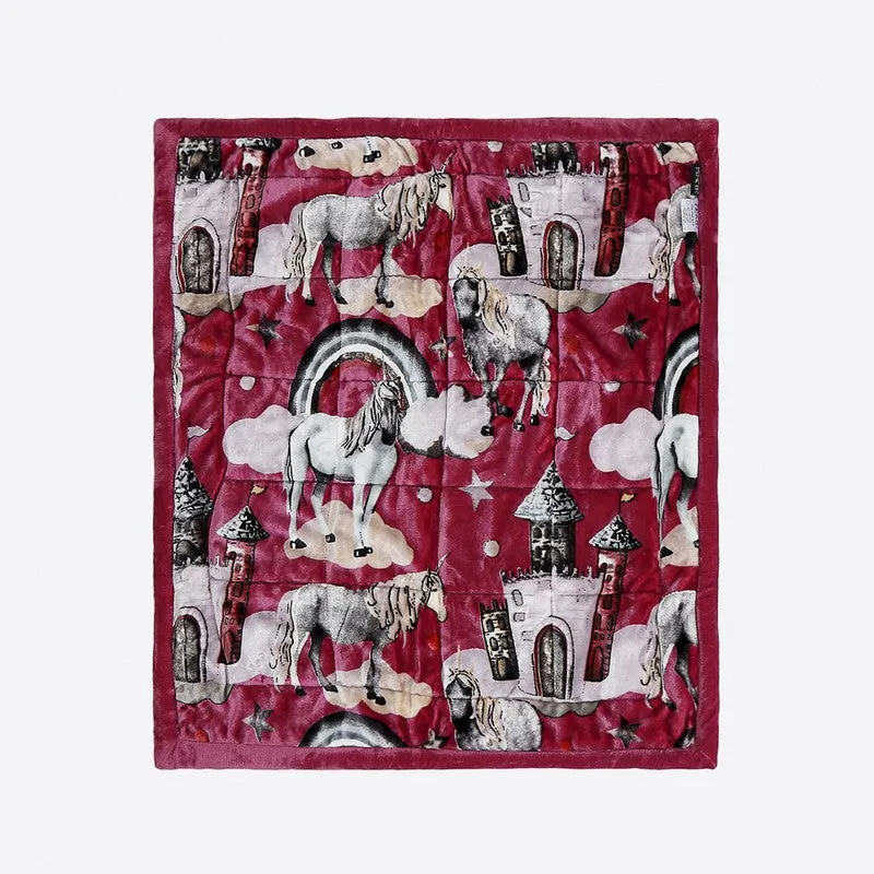 Monte Carlo Dreamy Unicorn Kids Blanket (Maroon)- 1400 GSM media 4