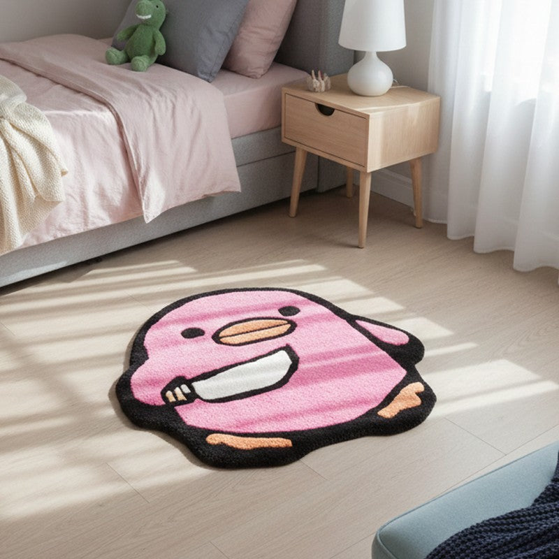 Chubby Wool Carpet - Pink,White - 3 x 3 ft