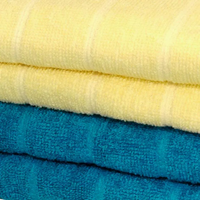 Sarda Bath Towel (Yellow & Dark Blue) - Set Of Four media 3