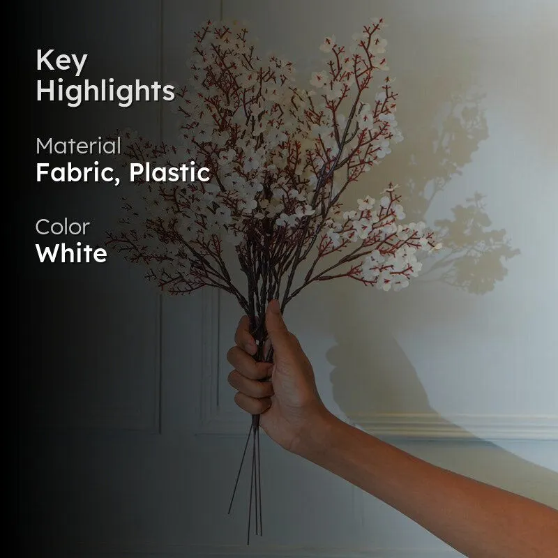 Faux White Gypsophila Flower Stick (19 CM) - Set Of Four media 2