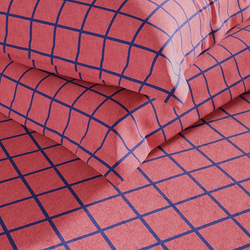 Nautica Mosaic Luxe Geometric Cotton Bedsheet (Red) - 160 TC media 5