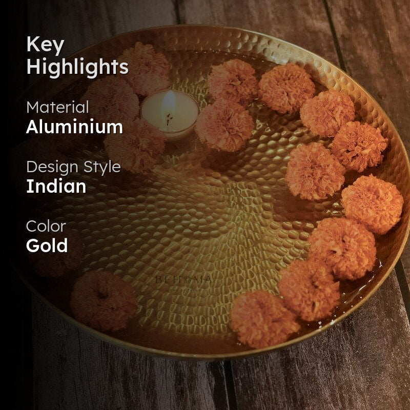 Sarcha Hammered Urli - Gold media 2