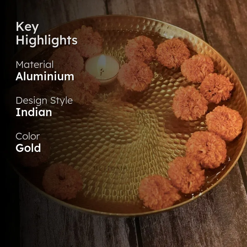 Sarcha Hammered Urli - Gold media 2