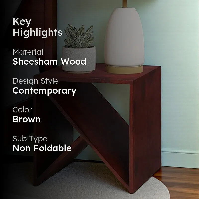 Averox Sheesham Wooden Side & Bedside Table - Dark Brown media 2