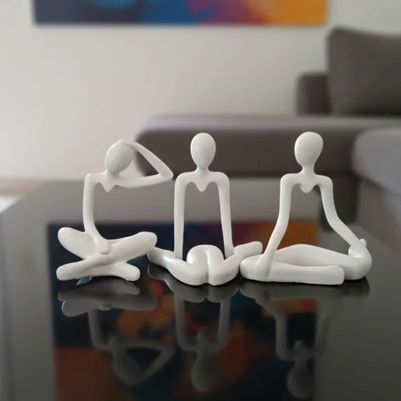 Yoga Pose Meditation Resin Showpiece (White) - Set Of Three media 3