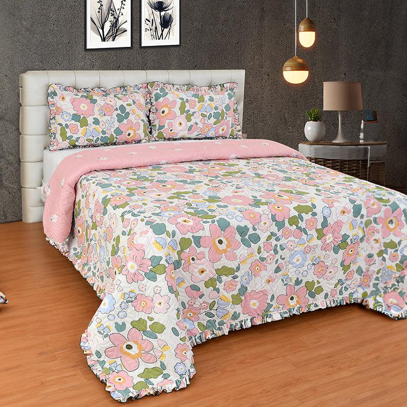 Manjira Pink Floral Bedcover media 4