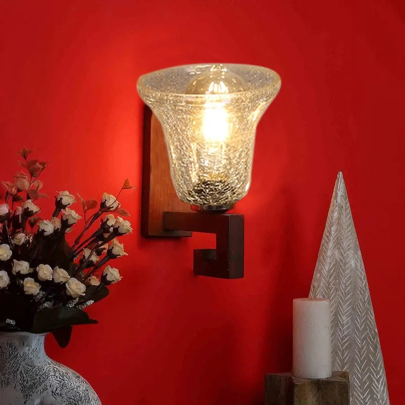 Crystal Flare Walnut Base Glass Wall Lamp media 3