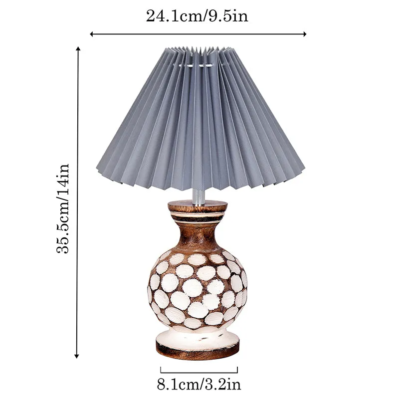 French Pleat Bubble Wooden Table Lamp - Grey,Brown,White media 5
