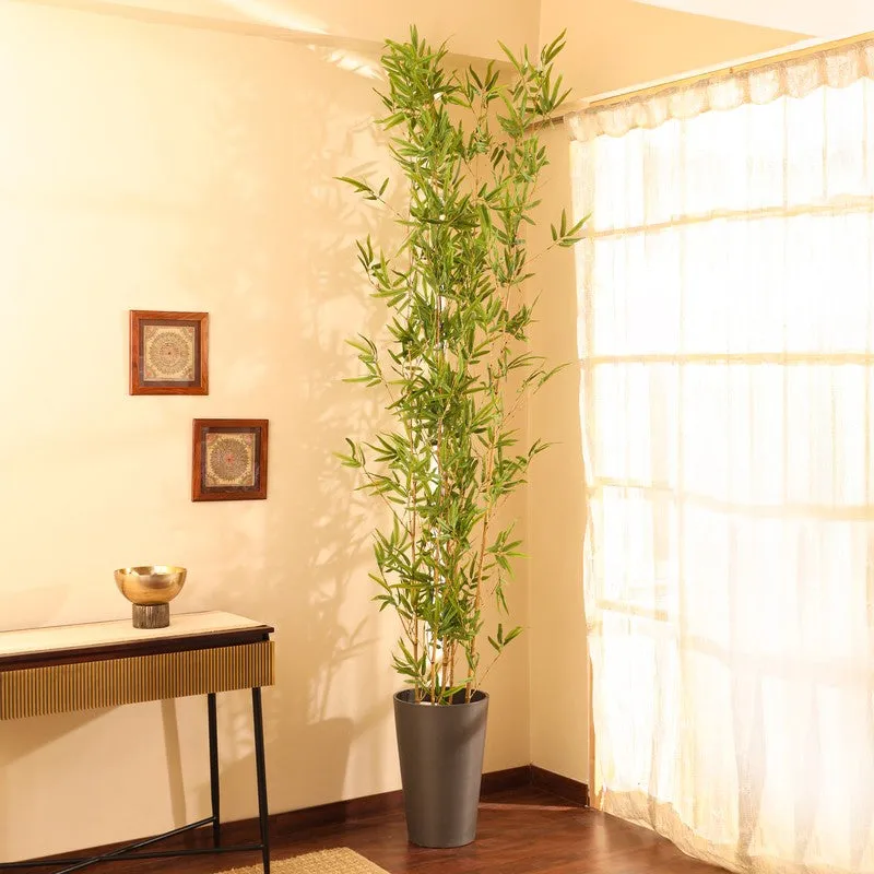 Bamboo Sticks Artificial Plant With Black Plastic Pot - 8 ft media 1