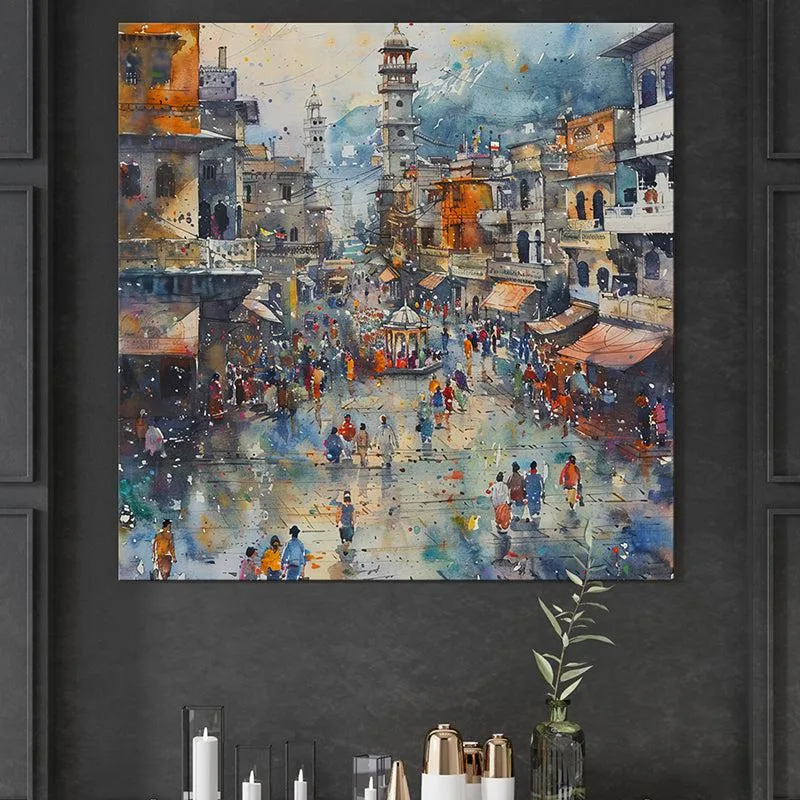 Bustling Bazaar Poly Canvas Wall Painting media 1