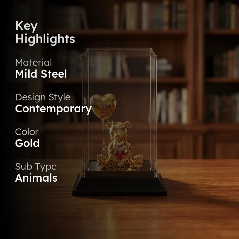 Golden Teddy Love 24K Gold Plated Mild Steel Showpiece media 2