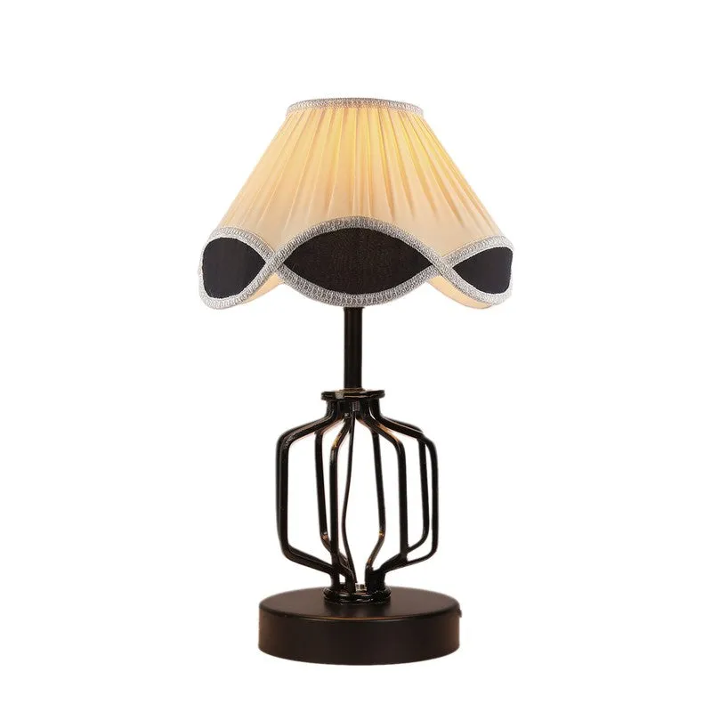 Auryne Cotton Table Lamp With Wooden Base - Ivory media 7